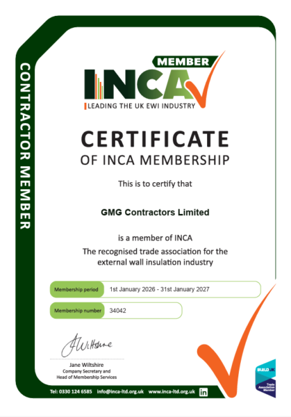 GMG Contractors Limited 2026 INCA Certificate